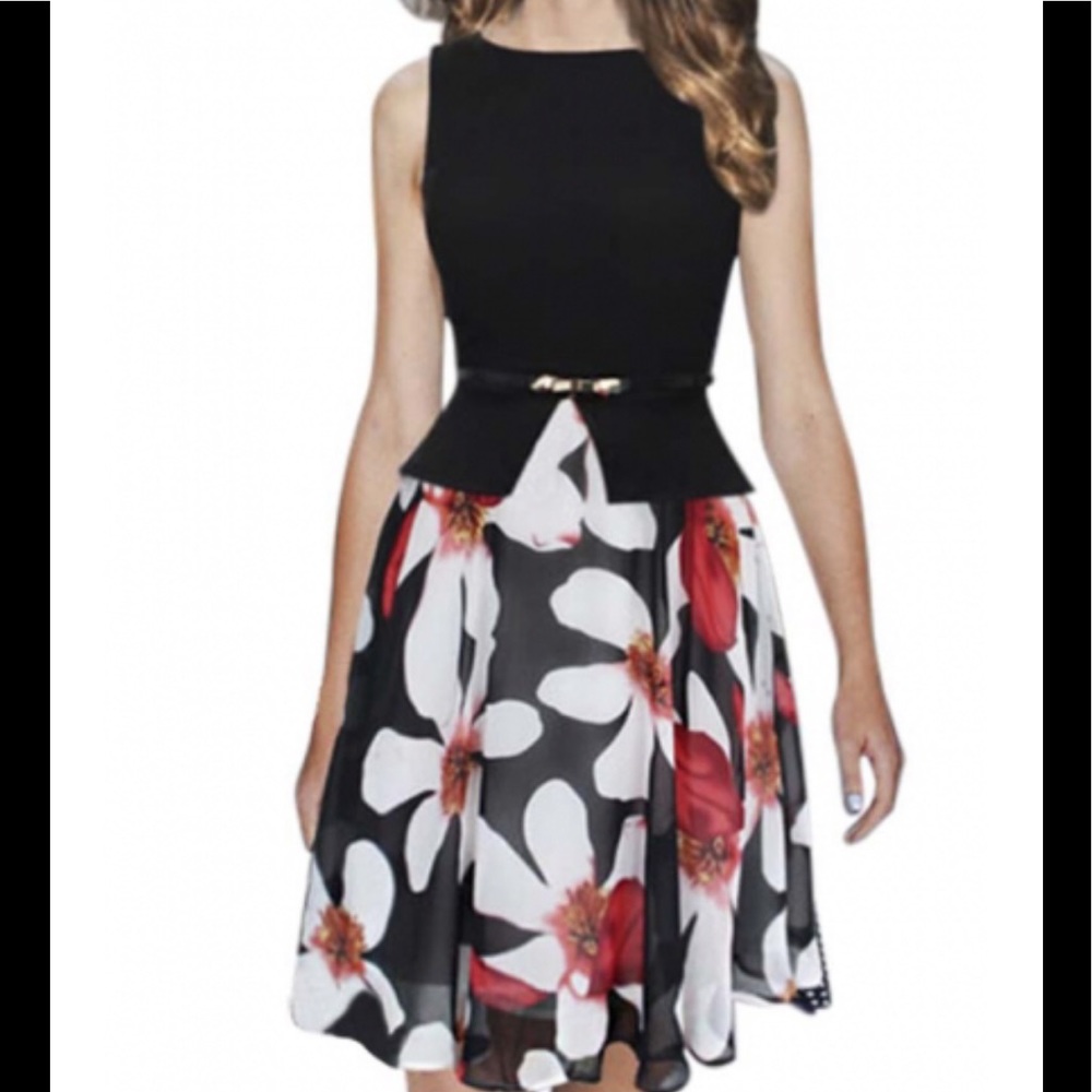 Vfemage dress. Black fitted top w/ flowing skirt